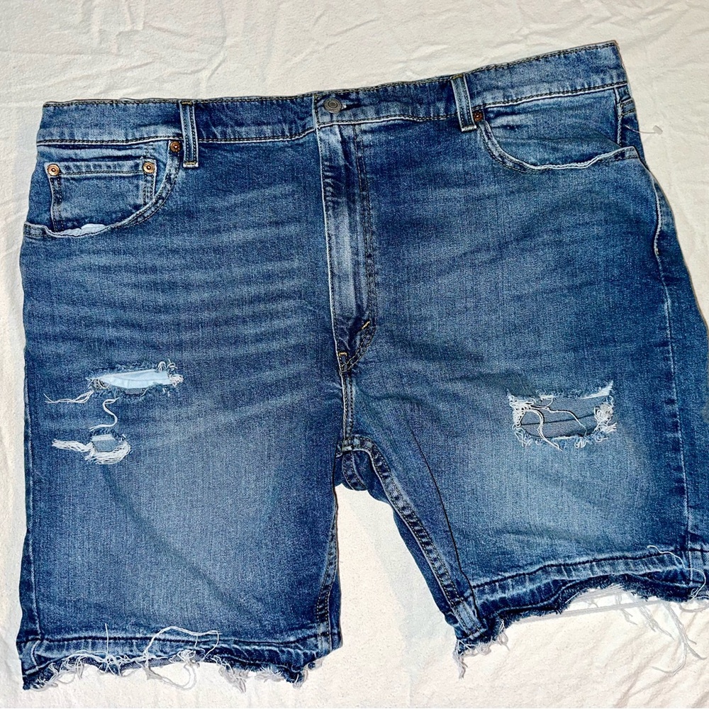 44 - Levi's 412 Distressed Blue Jean Shorts Jorts Men’s Slim Fit Size 44 - Picture 2 of 11